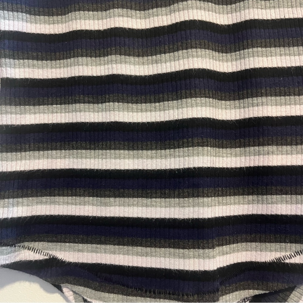 FREE PEOPLE Good on You Grey Multi Striped Three Quarter Sleeve Tee - Picture 7 of 14